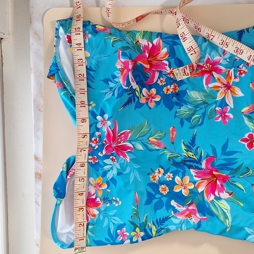 Tropica Floral Blue Women's One Piece Swimsuit - Picture 12 of 12